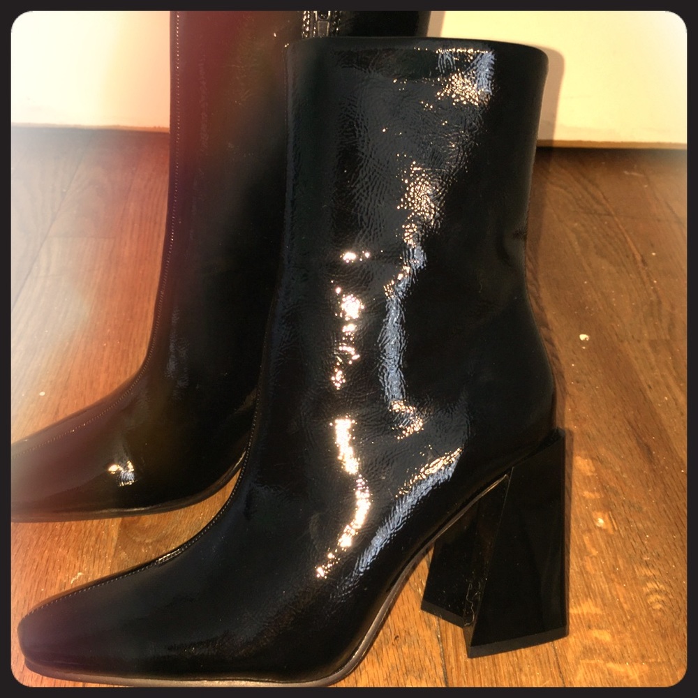 Nasty Gal- Flare Patent Faux Leather Bootie
